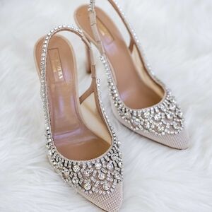 Aquazzura Crystal Embellished Slingback Heels Marahani Pump 105